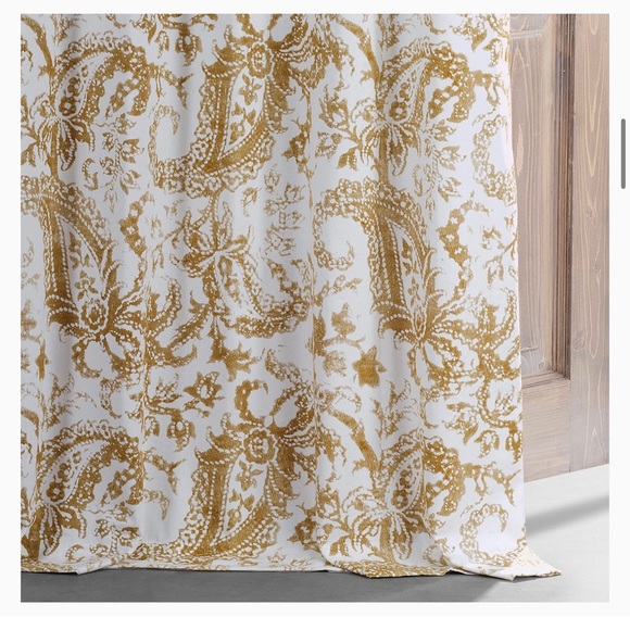 New in package! Half Priced Drapes Dark Mustard paisley print curtains 50x108 - Picture 4 of 5